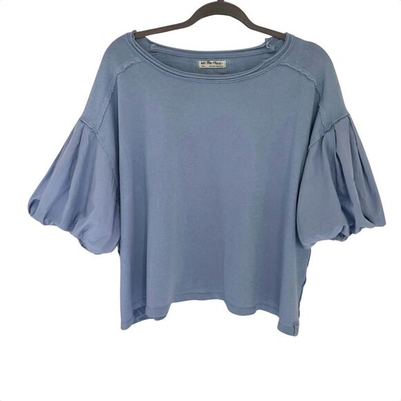Free People We the Free Oversized Light Blue Top with Blousy Sleeves Size S - Picture 1 of 5